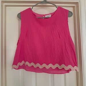 Annie Fuchsia Tank Top with Cream Trim
